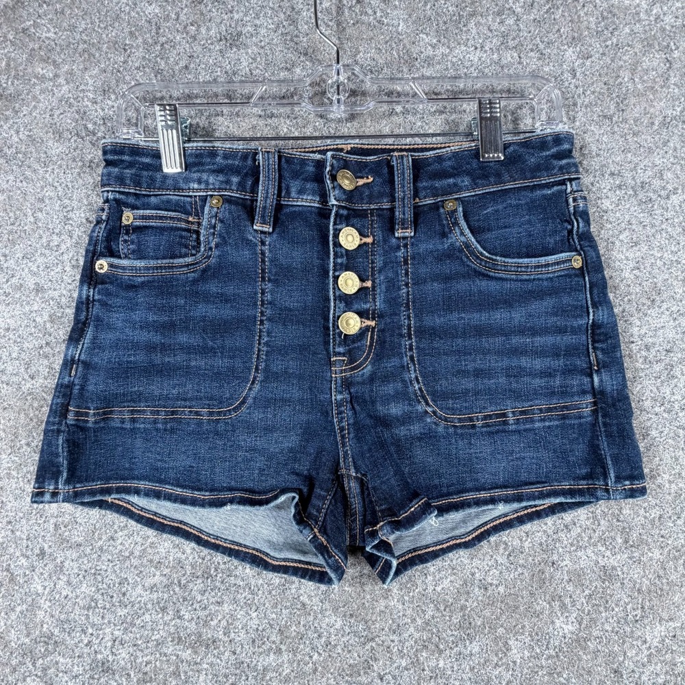 American Eagle Outfitters High Waisted Shorts Womens 4 Blue Next Level Stretch